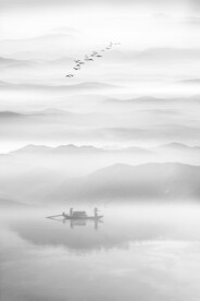 中式水墨山水玄关画