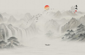 禅意水墨山水画