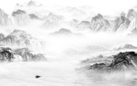 高清 中式灰色山水 TiF分层