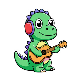矢量动物弹吉他的小鳄鱼