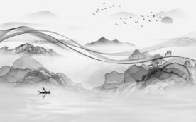 高端 新传中式山水 TIF分层