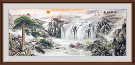 瀑布山水画