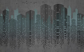 抽象复古清新城市建筑背景墙