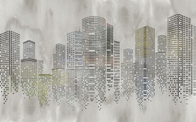 北欧怀旧复古城市建筑壁画背景墙