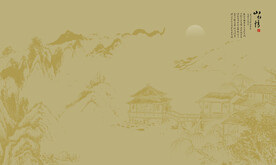 中式意境肌理山水背景装饰画