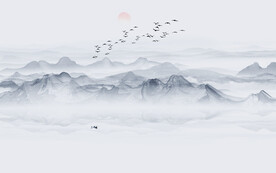 中式山水电视背景墙