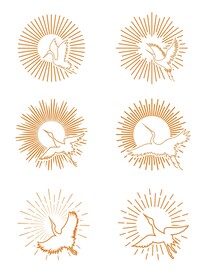 中国风飞鹤线性阳光图标图案