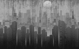 城市建筑背景墙黑白背景墙