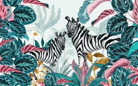 热带植物森林斑马叶子现代背景墙