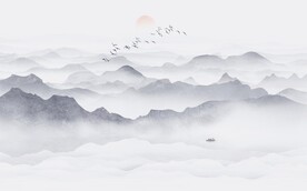 禅意山水水墨画