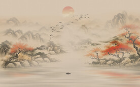 禅意水墨江南山水画