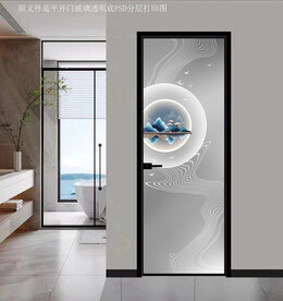 高清分层透明底平开门打印图