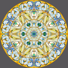 高清分层圆形教堂玻璃打印图