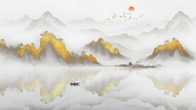 禅意山水水墨画