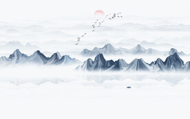 抽象山水水墨画