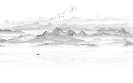 中式山水画背景墙