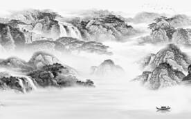 新款 人气中式山水 TIF分层