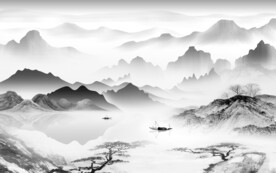 别墅 大气灰色山水 TIF分层