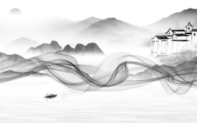 淡雅 大气灰色山水 TIF分层