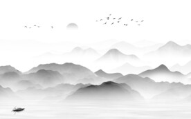 简约 大气灰色山水 TIF分层