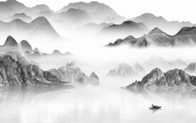 人气 大气灰色山水 TIF分层