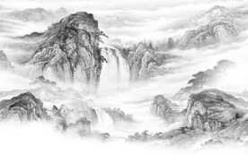 别墅 淡雅灰色山水 TIF分层