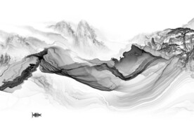 现代 淡雅灰色山水 TIF分层