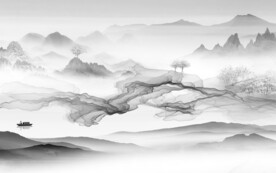 最新 淡雅灰色山水 TIF分层