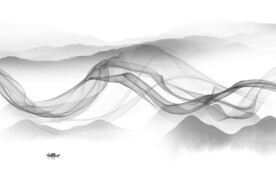 人气 淡雅灰色山水 TIF分层