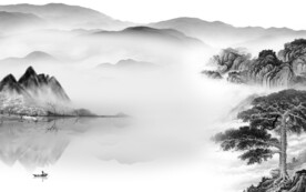 爆款 简约灰色山水 TIF分层