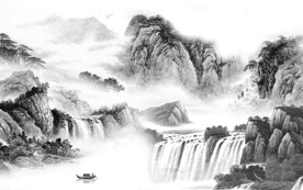 客厅 简约灰色山水 TIF分层