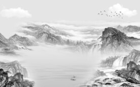 高档 简约灰色山水 TIF分层