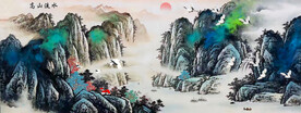 水墨画泼墨山水画