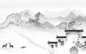 客厅 新中式灰山水 TIF分层