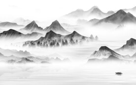 简约 新中式灰山水 TIF分层