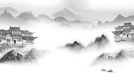 新品 新款灰山水画 TIf分层