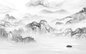 高清 新品灰山水画 TIf分层