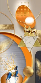 发财鹿几何装饰画