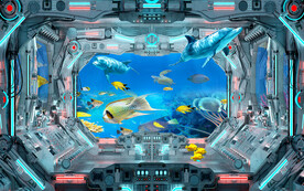 3D梦幻海豚水母海底背景墙