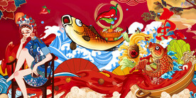 工装国潮酸菜鱼背景墙