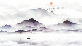 茶餐厅山水背景墙