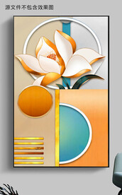 现代简约手绘花卉金装饰画