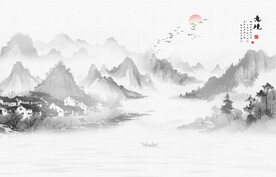 工笔国画山水图