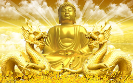 金色佛主中国龙浮雕电视背景墙