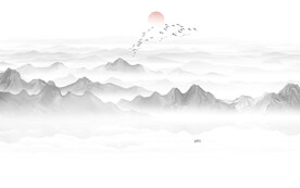 禅意水墨山水画