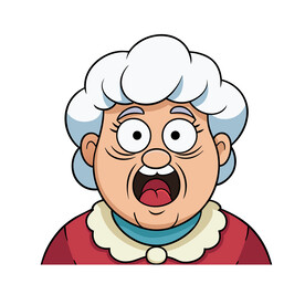 矢量人物吃惊惊讶的老奶奶