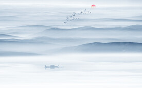 新中式沙发背景墙风景画