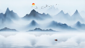 禅意山水画电视背景