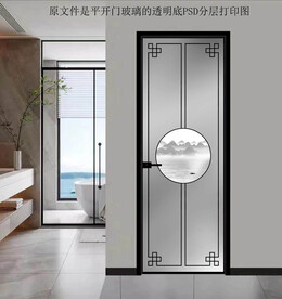 高清分层透明底平开门玻璃打印图