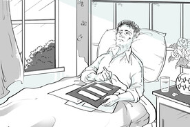 插画病人躺在床上